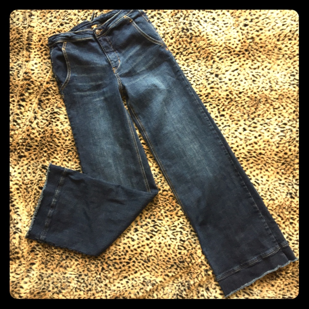 Free People Wide Leg Jeans with Raw Edge